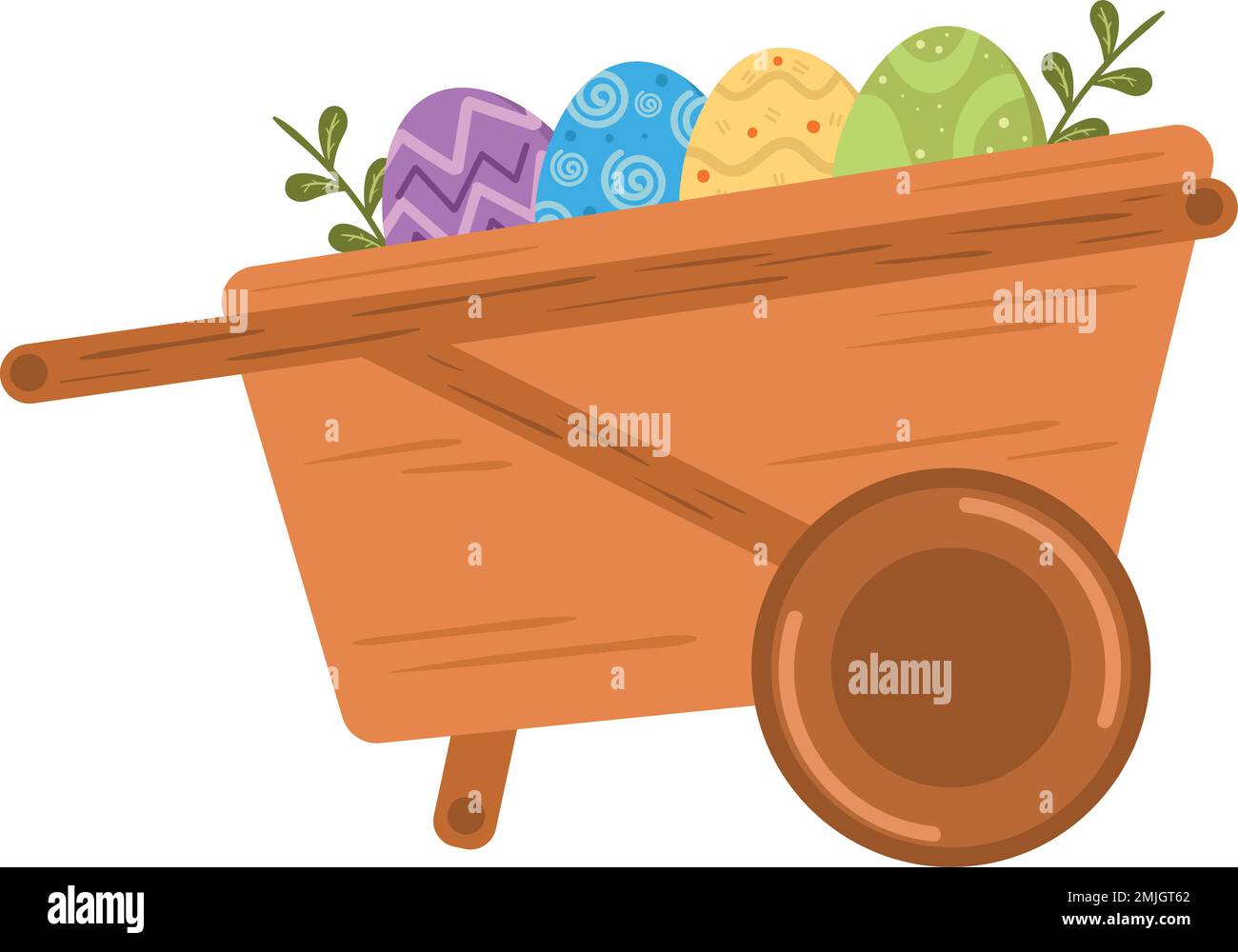 easter eggs on wheelbarrow Stock Vector