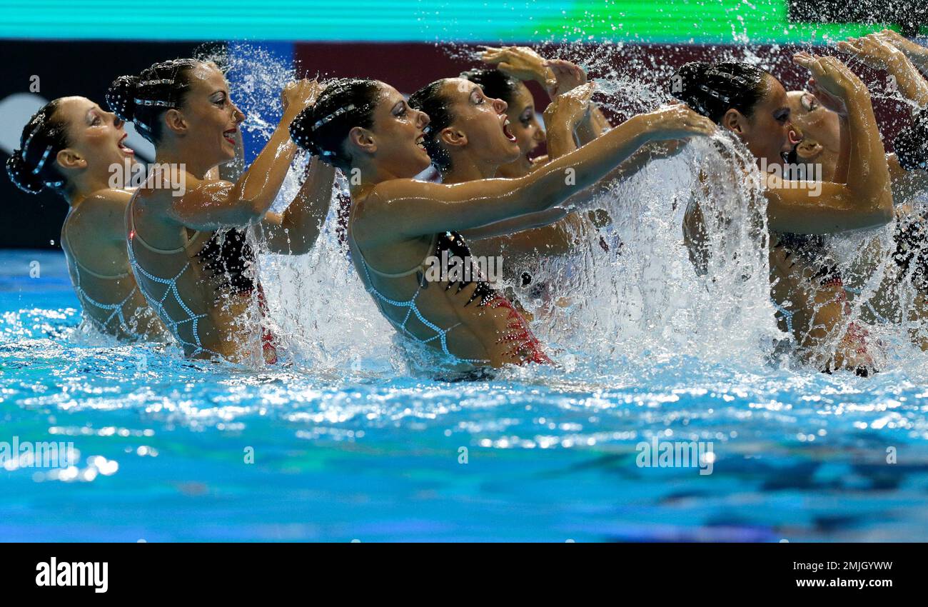 Italy perform their routine during the artistic swimming team free