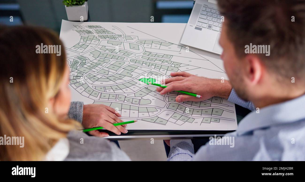Cadastre Land Map Plot And Building Survey Stock Photo
