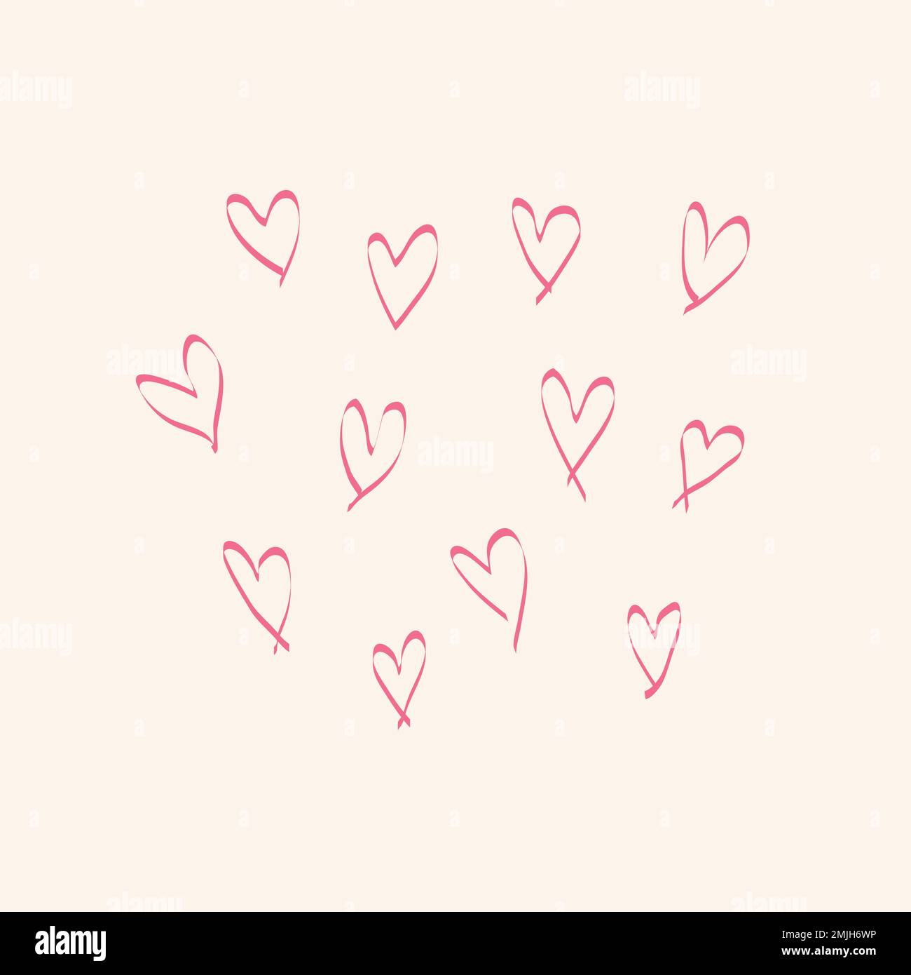 Pink hearts doodle element, simple hand drawn vector illustration Stock ...