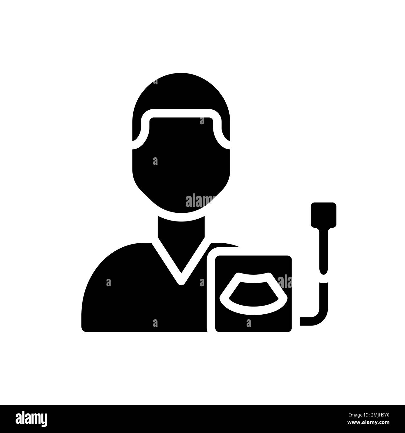 Diagnostic ultrasound black glyph icon Stock Vector