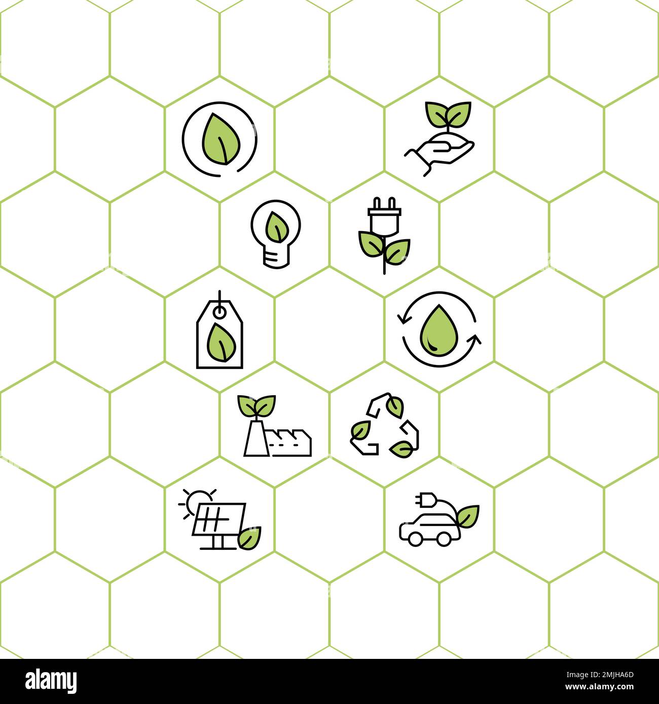 set of eco sustainable environment icon. icon with ecology, sustainability, environmentally, nature outline and green color, vector. icons for symbol, Stock Vector