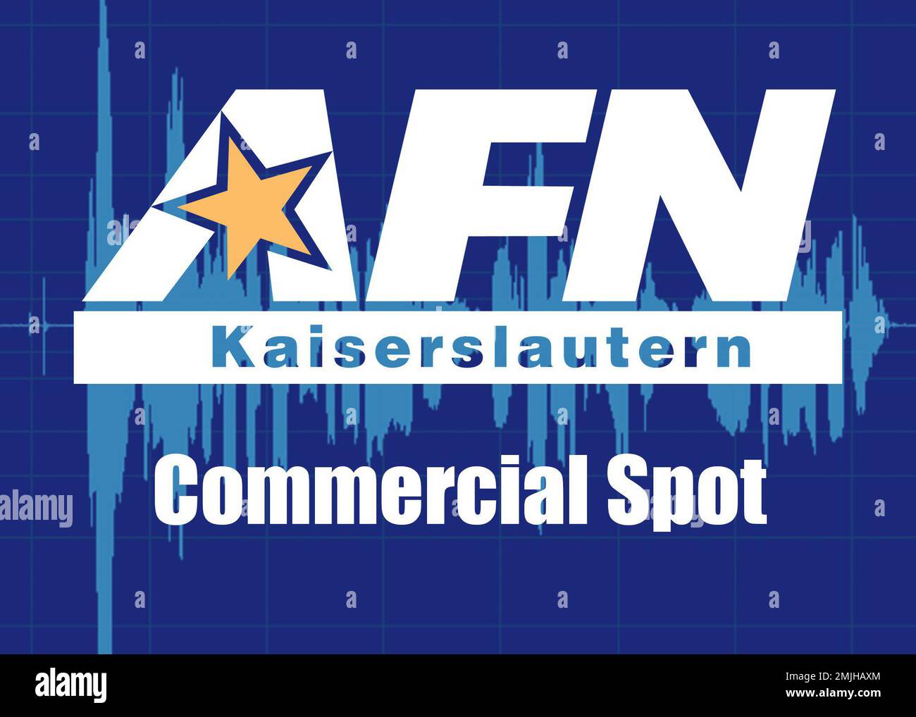 AFN Kaiserslautern graphic for radio produced commercial spots. Stock Photo