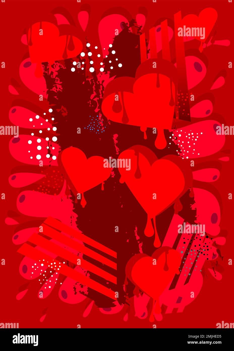 Graffiti Love Background with Hearts. Abstract modern Valentine's Day ...