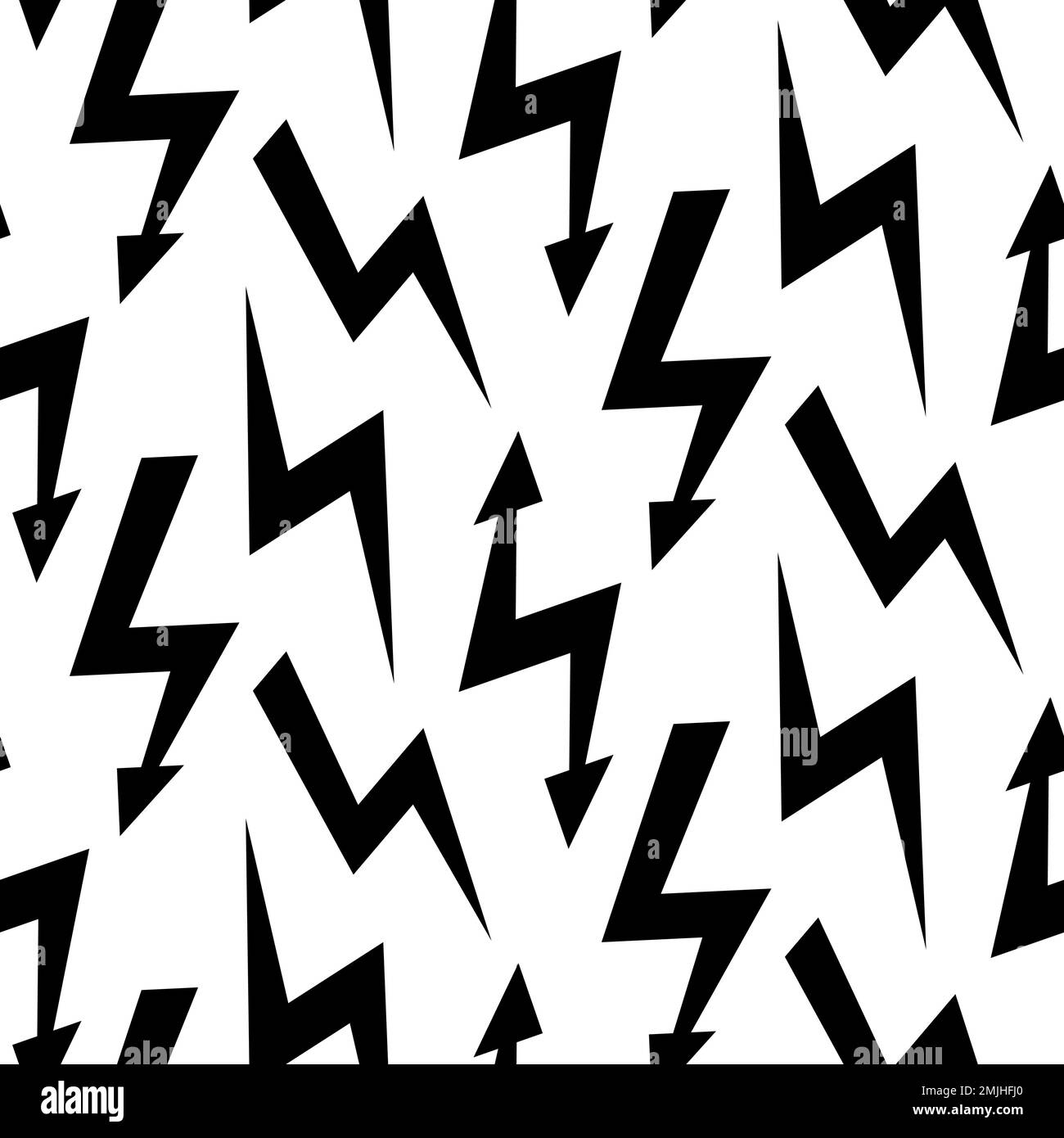 Black lightning bolts seamless pattern. Thunderbolts repeating background. Storm and lightning strike ornament wallpaper. Energy power or electricity Stock Vector