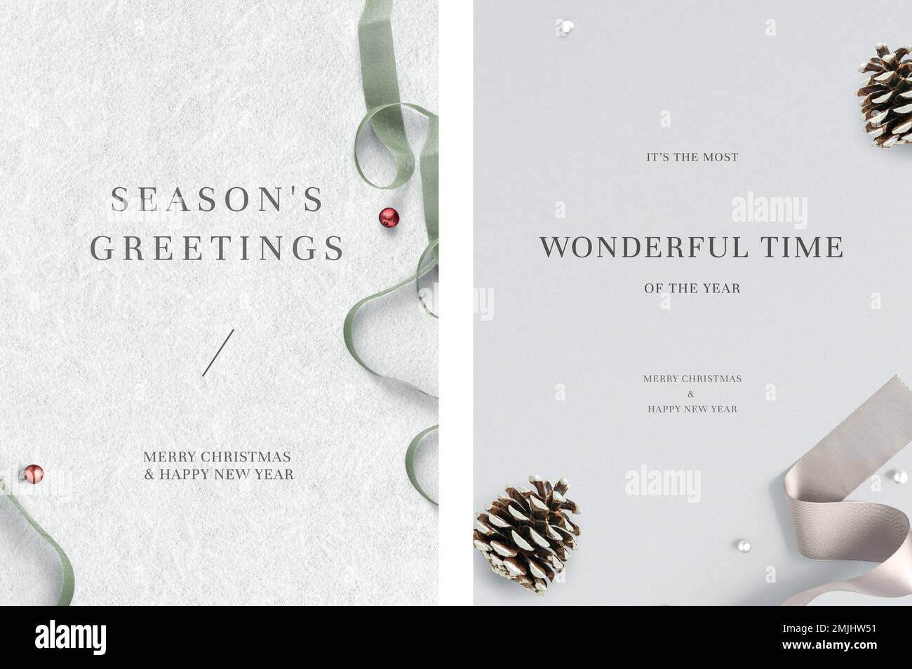 Christmas greeting card template vector set Stock Vector