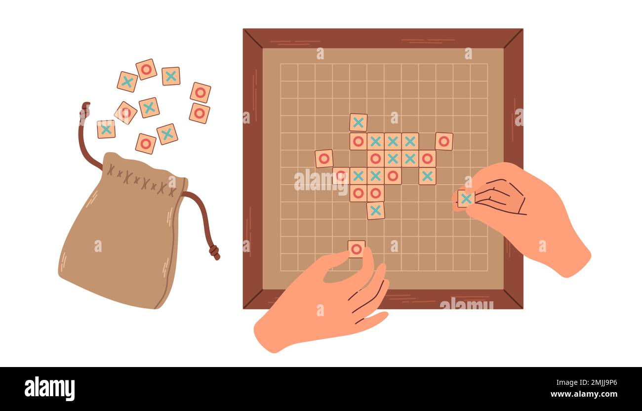 Tick tack toe game. Tic tac toe board game. Children game, strategy. Vector isolated on white