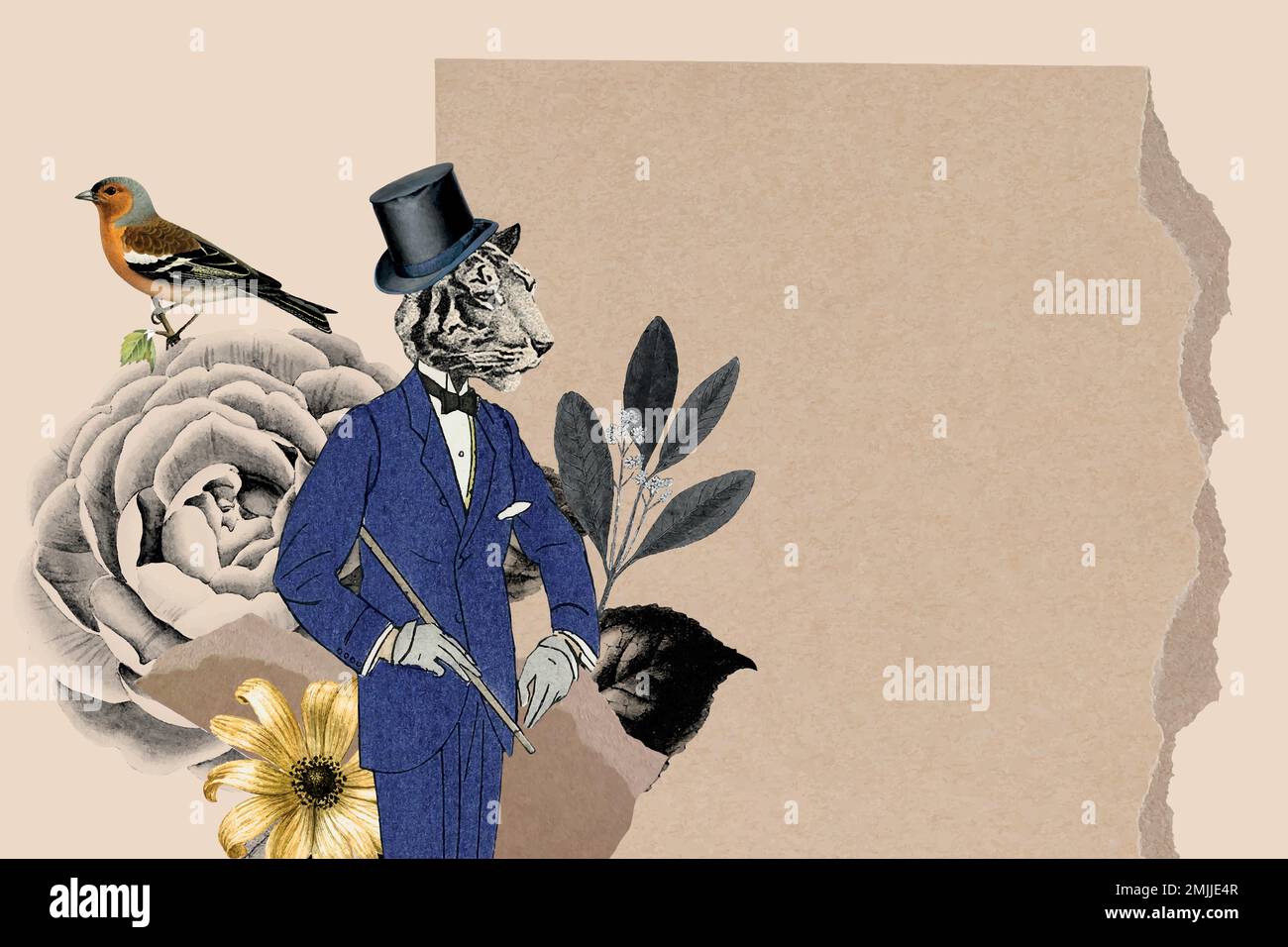 Vintage collage wallpaper background illustration, vector paper texture