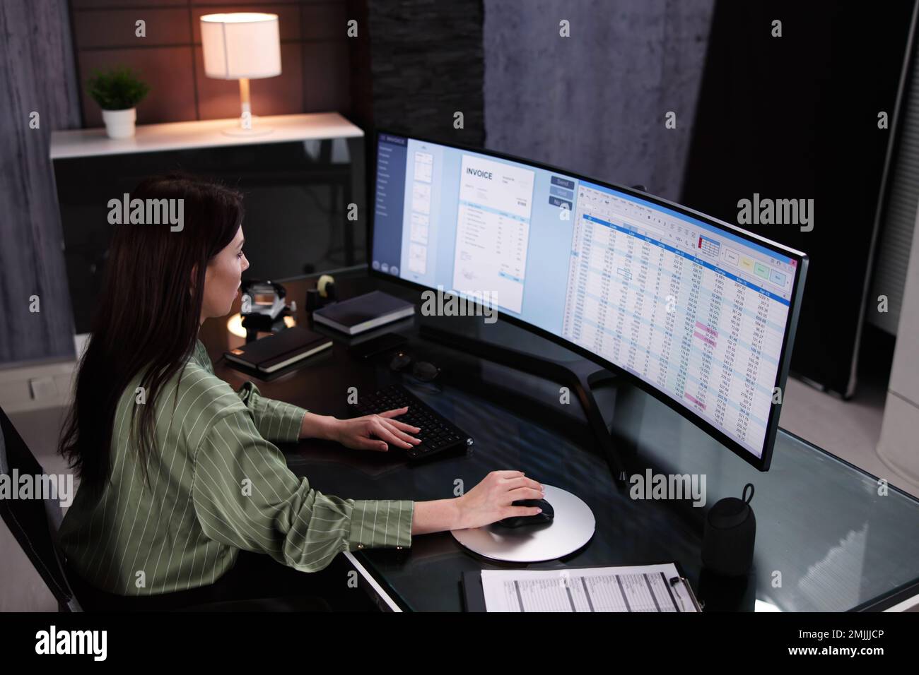 Account Manager In Office Coding Medical Bill Stock Photo