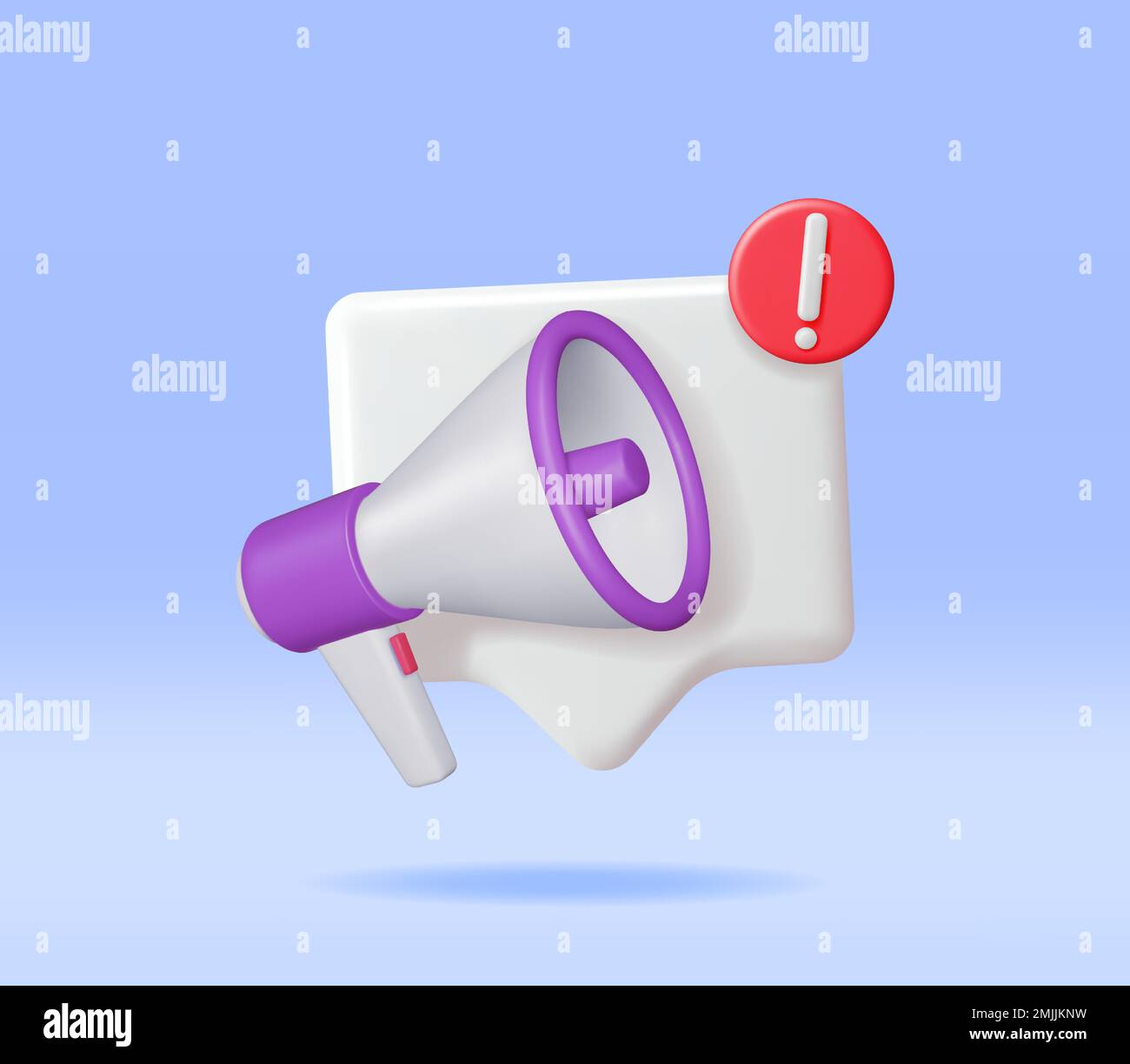3D Megaphone with Blank Bubble Chat Stock Vector