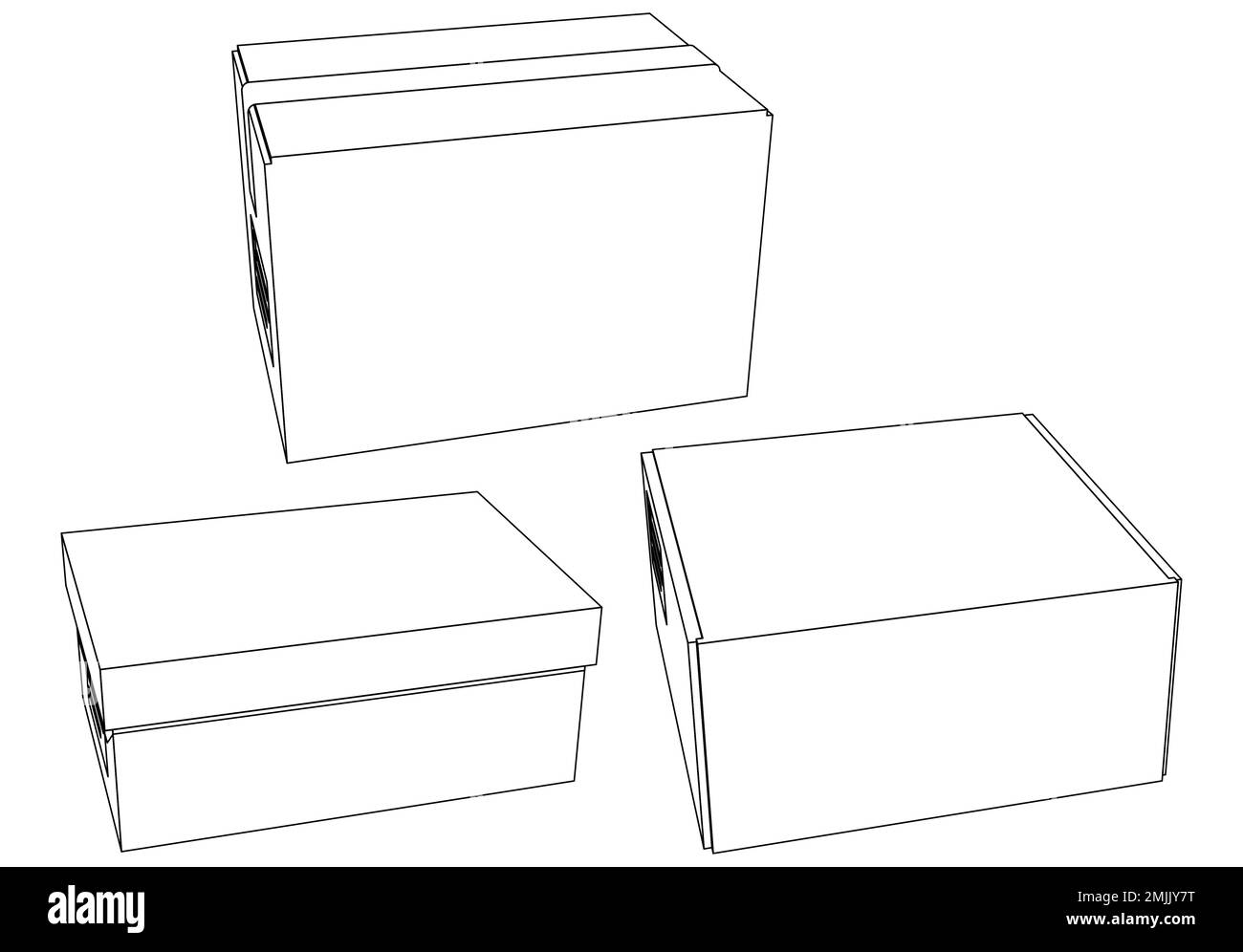 Cardboard boxes set for delivery and storage. Isolated carton crates