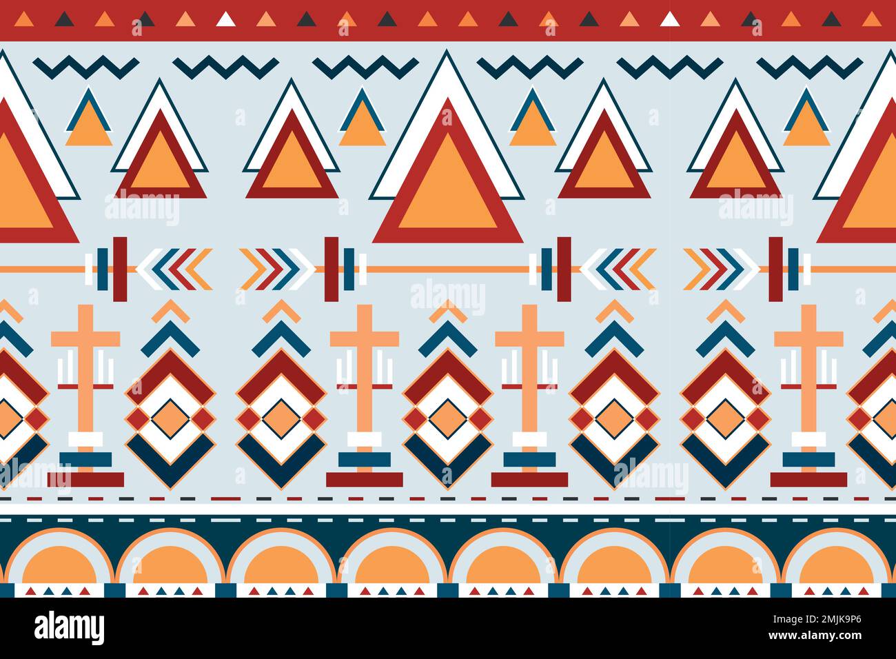Ethnic geometric background, pattern vector, seamless colorful design Stock Vector
