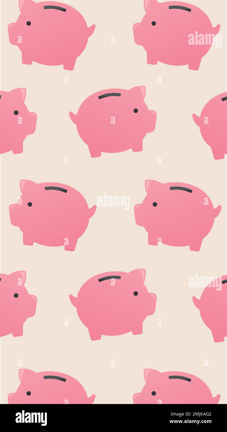 Piggy bank mobile wallpaper, cute money finance illustration vector
