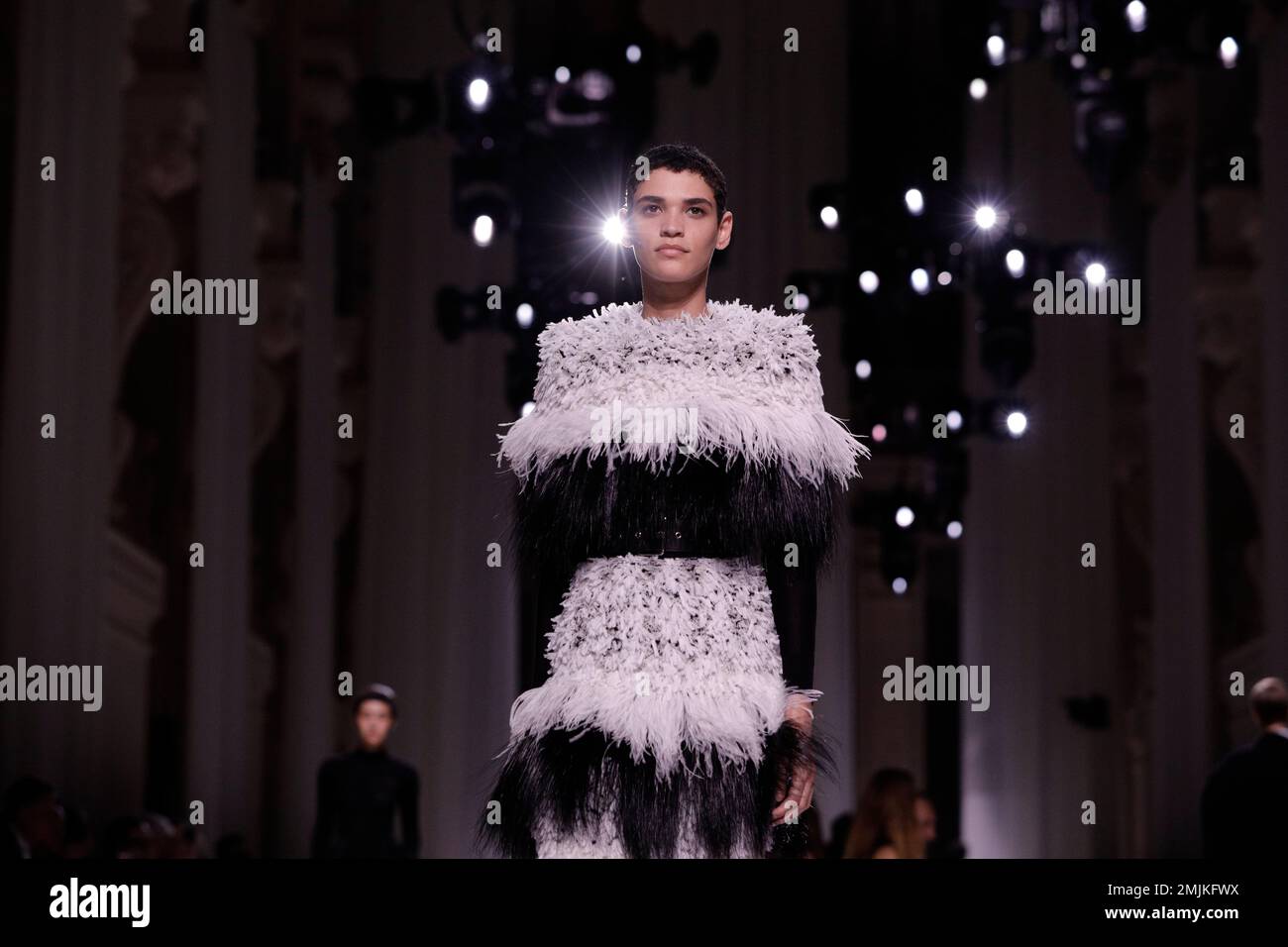 A model wears a creation for the Givenchy Haute Couture Fall Winter 2020 fashion collection presented in Paris Tuesday July 2 2019. AP Photo Kamil Zihnioglu Stock Photo Alamy
