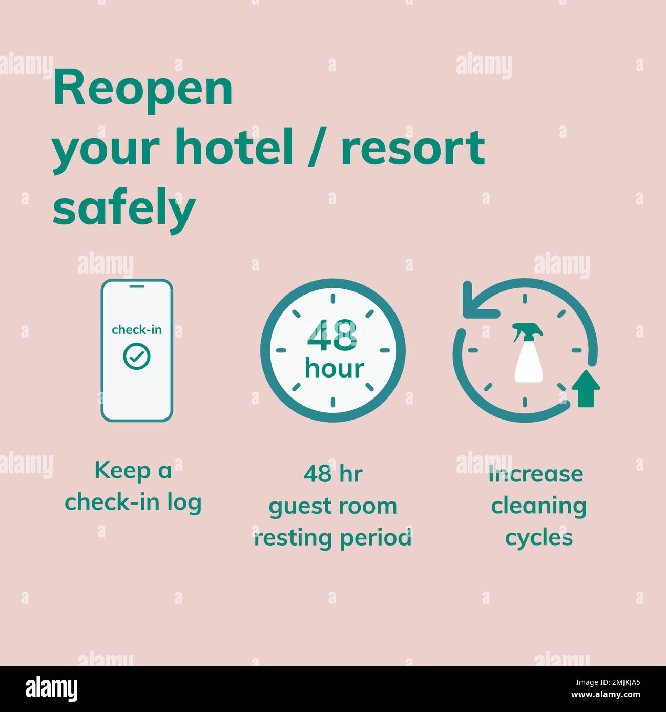 COVID 19 safety measures IG template, vector reopen your hotel safely