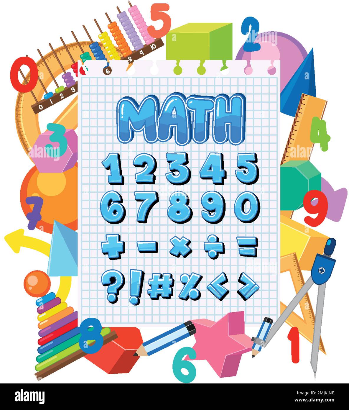 Number And Math Equation On Note Paper Icon Illustration Stock Vector 