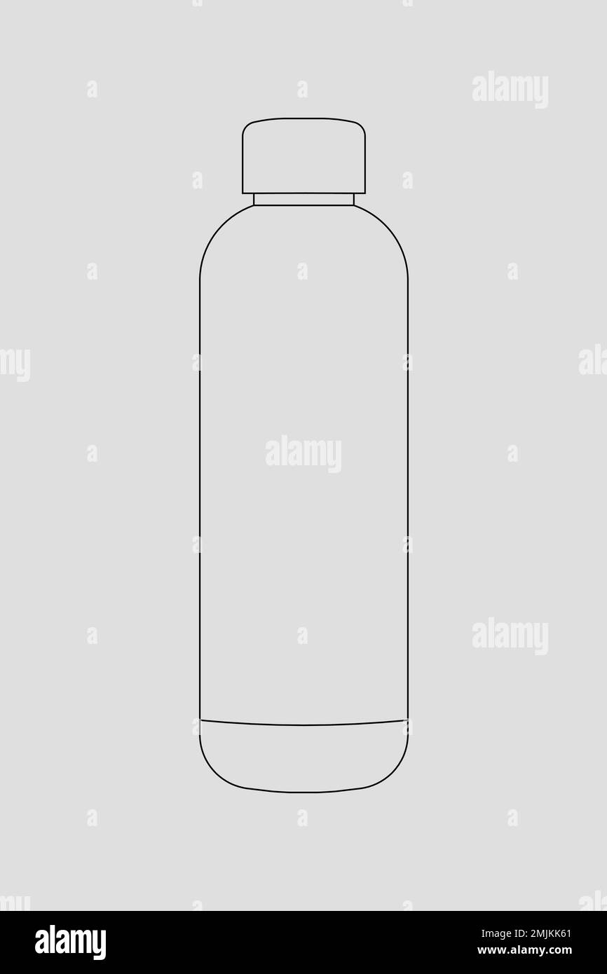 Water bottle outline, zero waste container vector illustration Stock