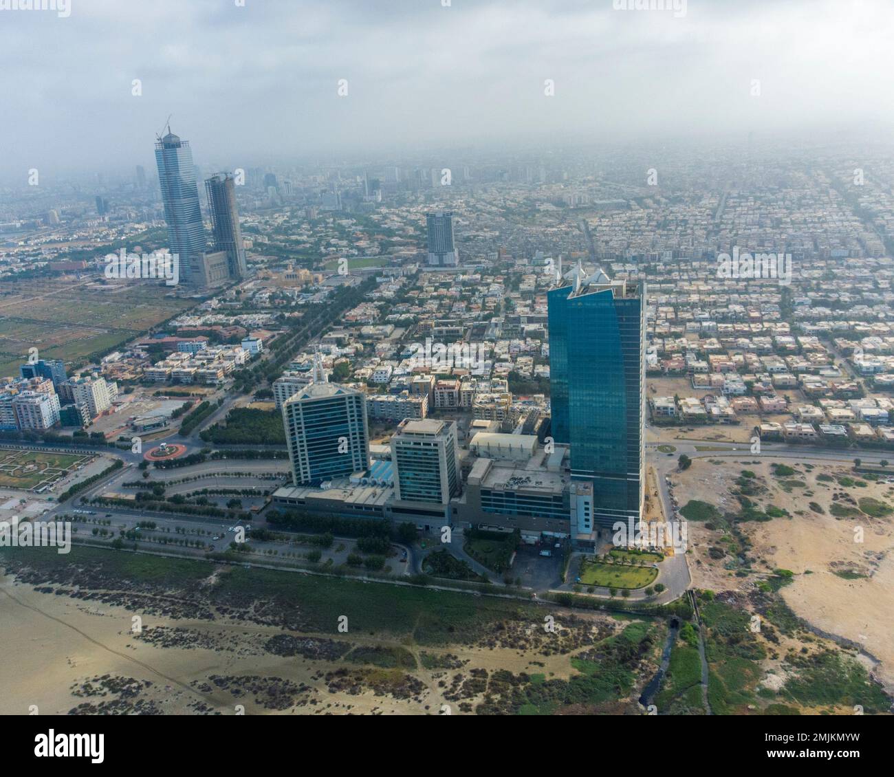 karachi pakistan, Aerial photograph of cityscape and landmarks of