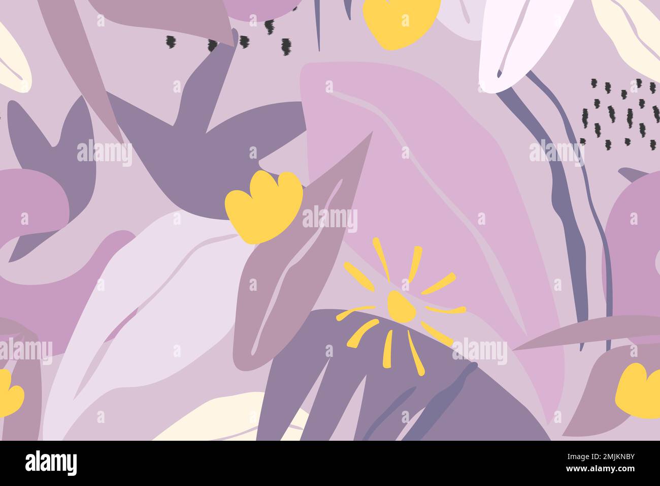 Aesthetic background, leaf and flower seamless pattern vector Stock Vector