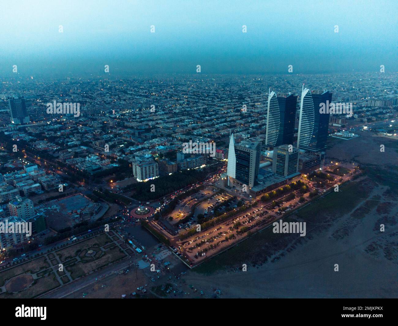 karachi pakistan, Aerial photograph of cityscape and landmarks of