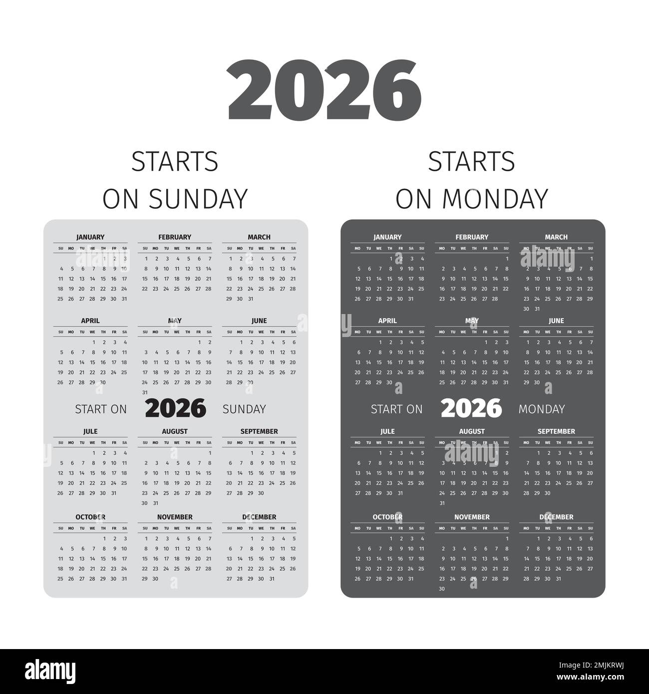 2032 year vintage calendar weeks start on sunday Vector Image