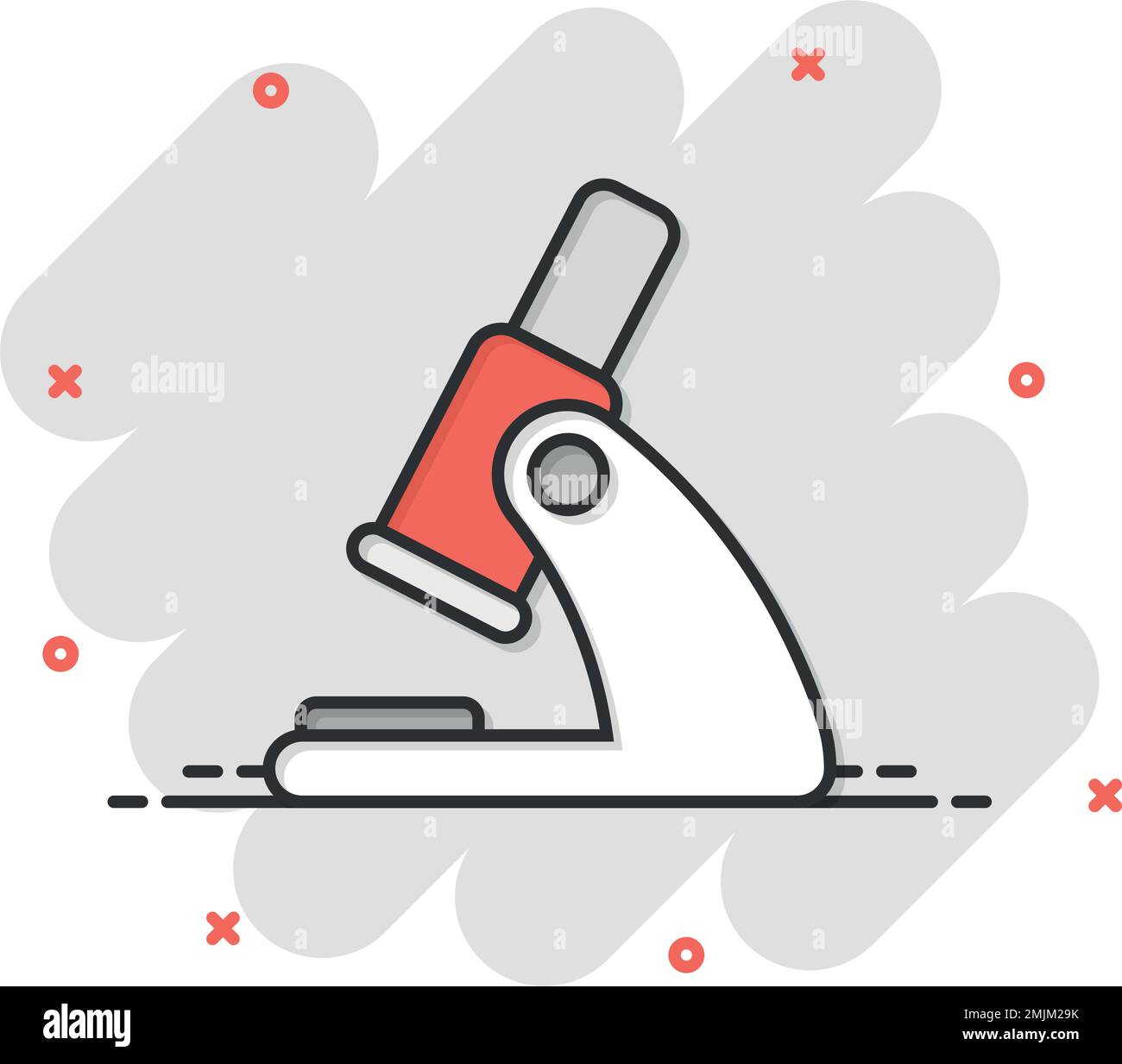 Microscope icon in comic style. Laboratory magnifier cartoon vector ...