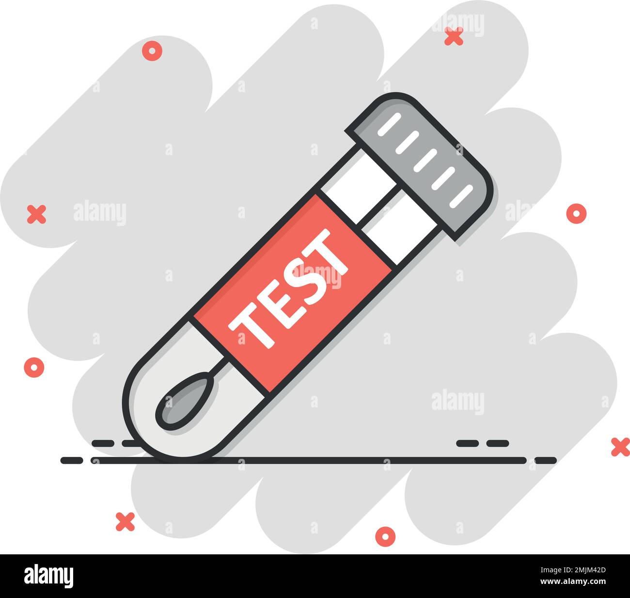Coronavirus test icon in comic style. covid-19 cartoon vector illustration on isolated background. Medical diagnostic splash effect sign business conc Stock Vector