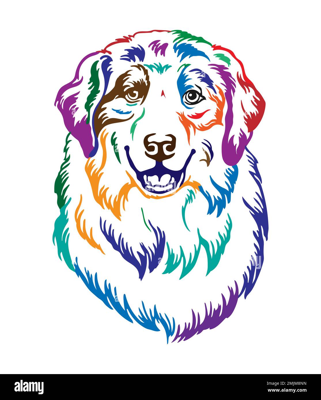 Australian Shepherd dog abstract multicolored contour portrait