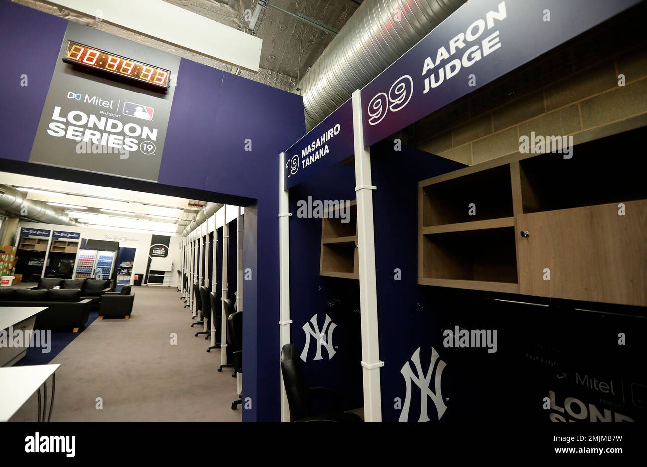 The New York Yankees changing Room with the cabin of Aaron Judge