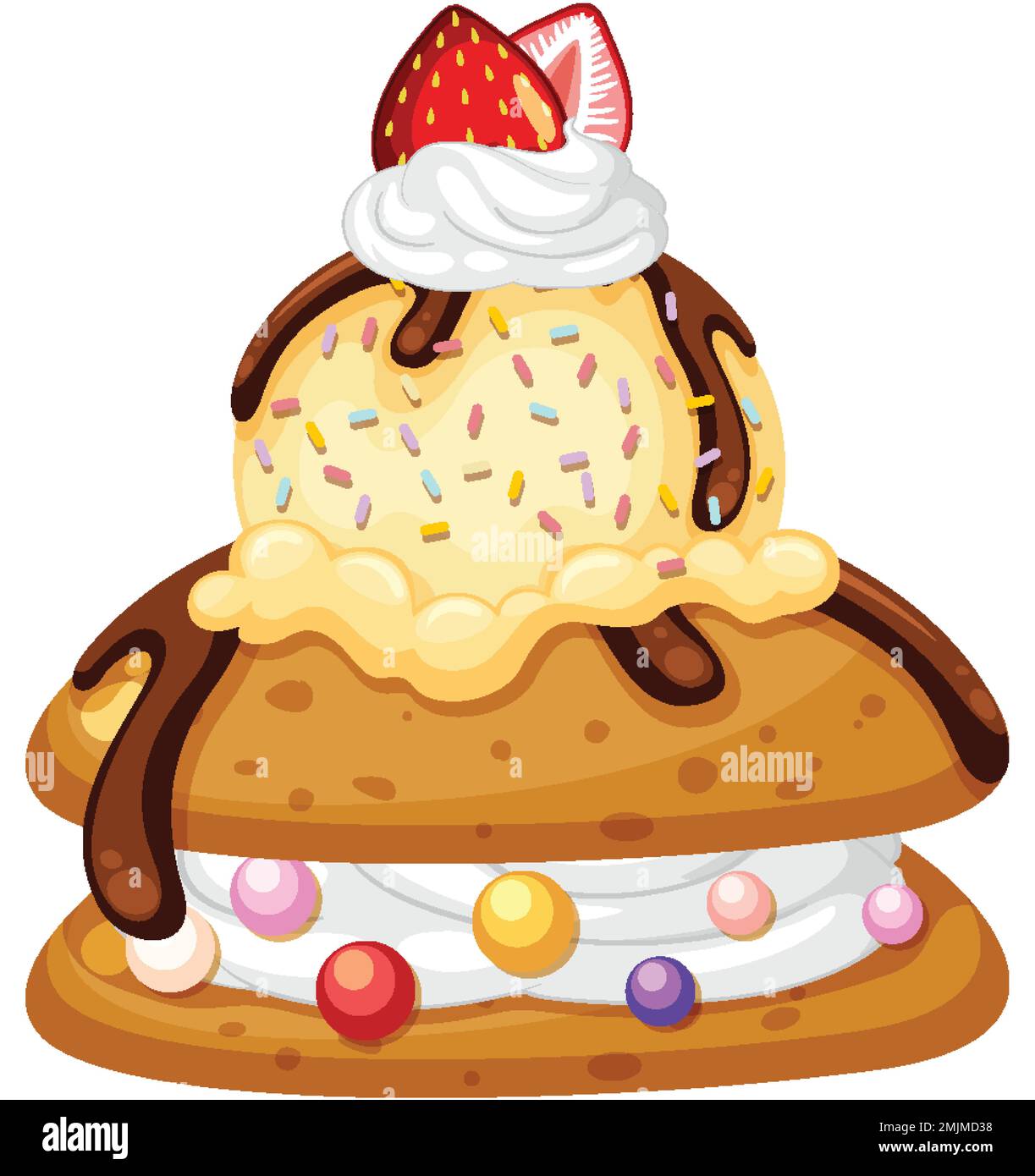 Vanilla ice cream with cookies illustration Stock Vector Image & Art