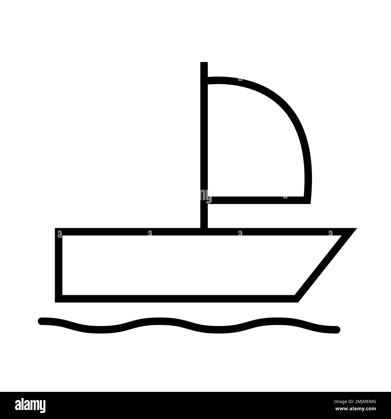 Sport boat icon line isolated on white background. Black flat thin icon ...