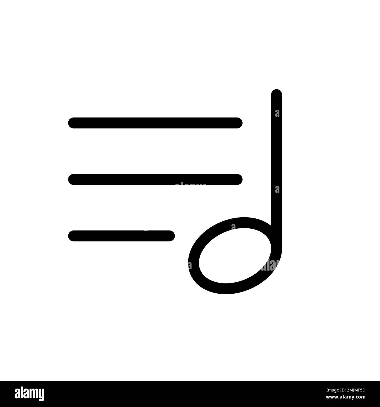 Writing music icon line isolated on white background. Black flat thin ...