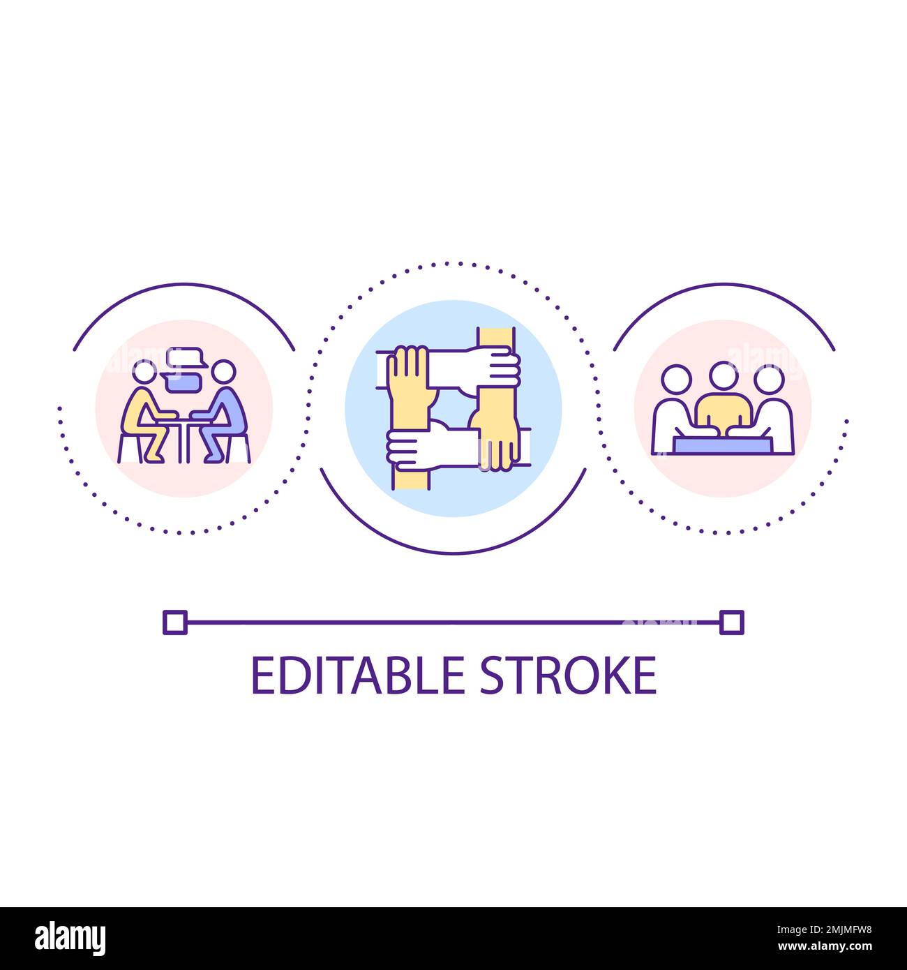 Collaboration between people loop concept icon Stock Vector