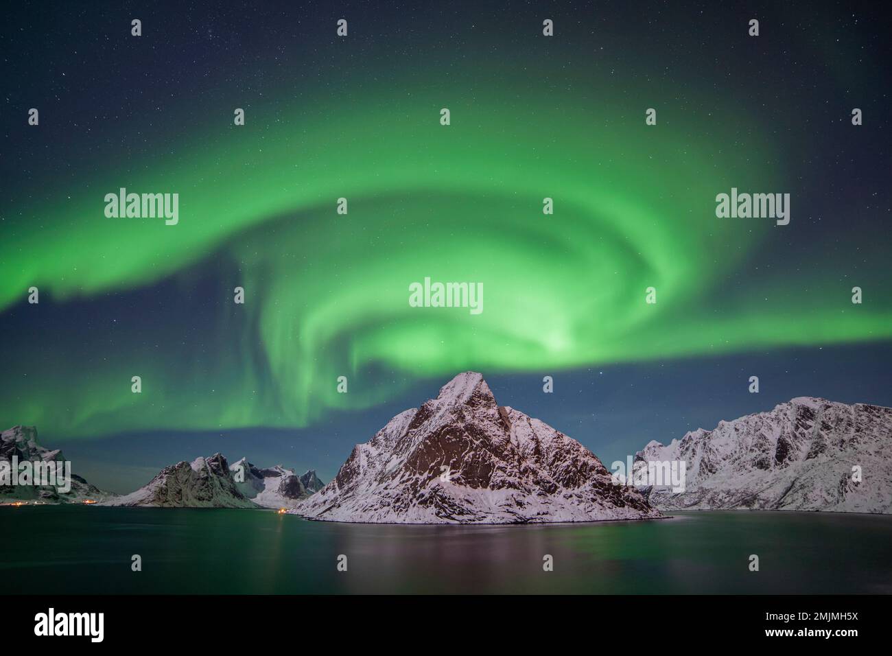 Northern Lights, Reine, Reinefjord,Lofoten,  Norway, Europe Stock Photo