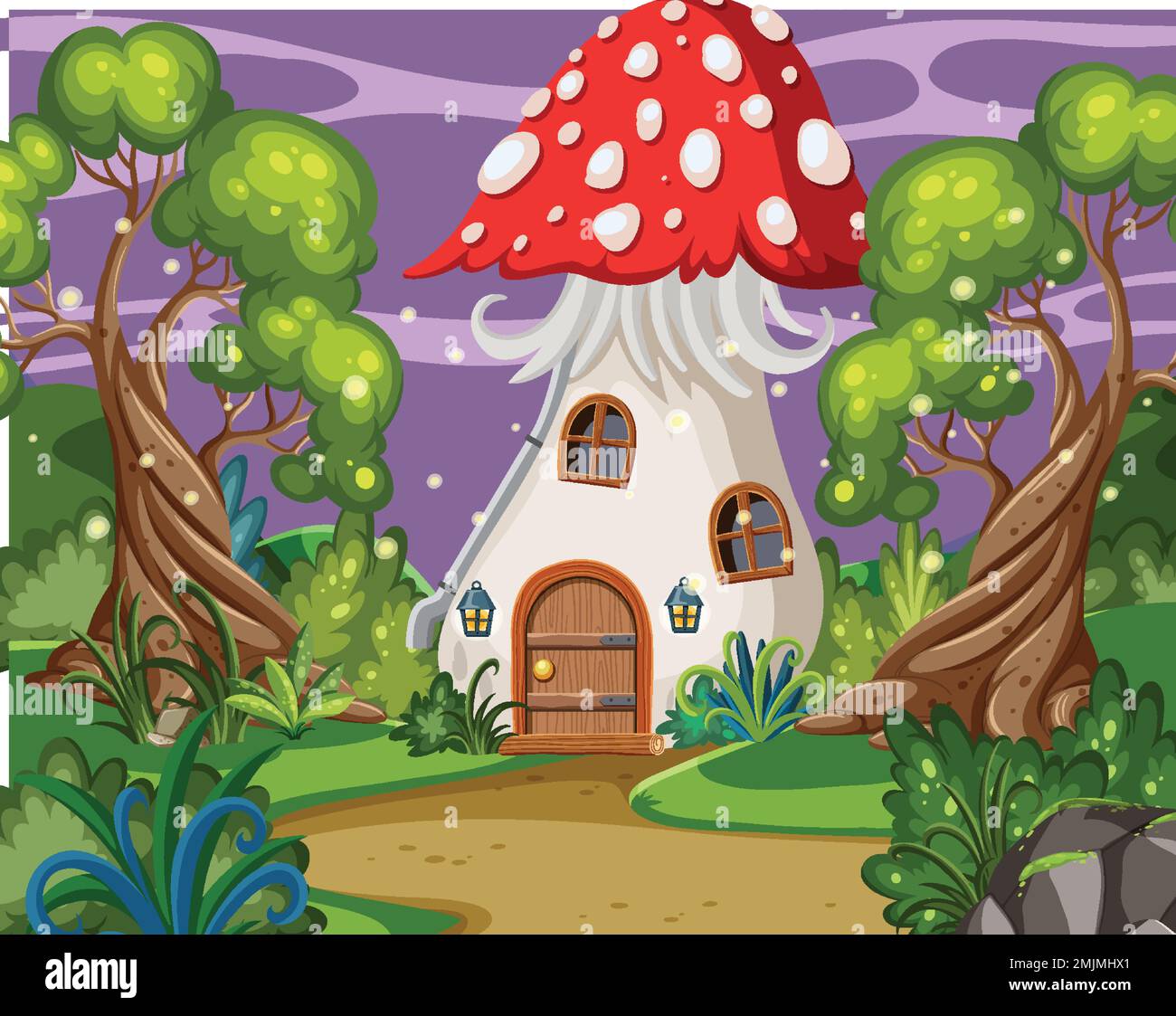 Fairytale house in forest scene illustration Stock Vector Image & Art ...