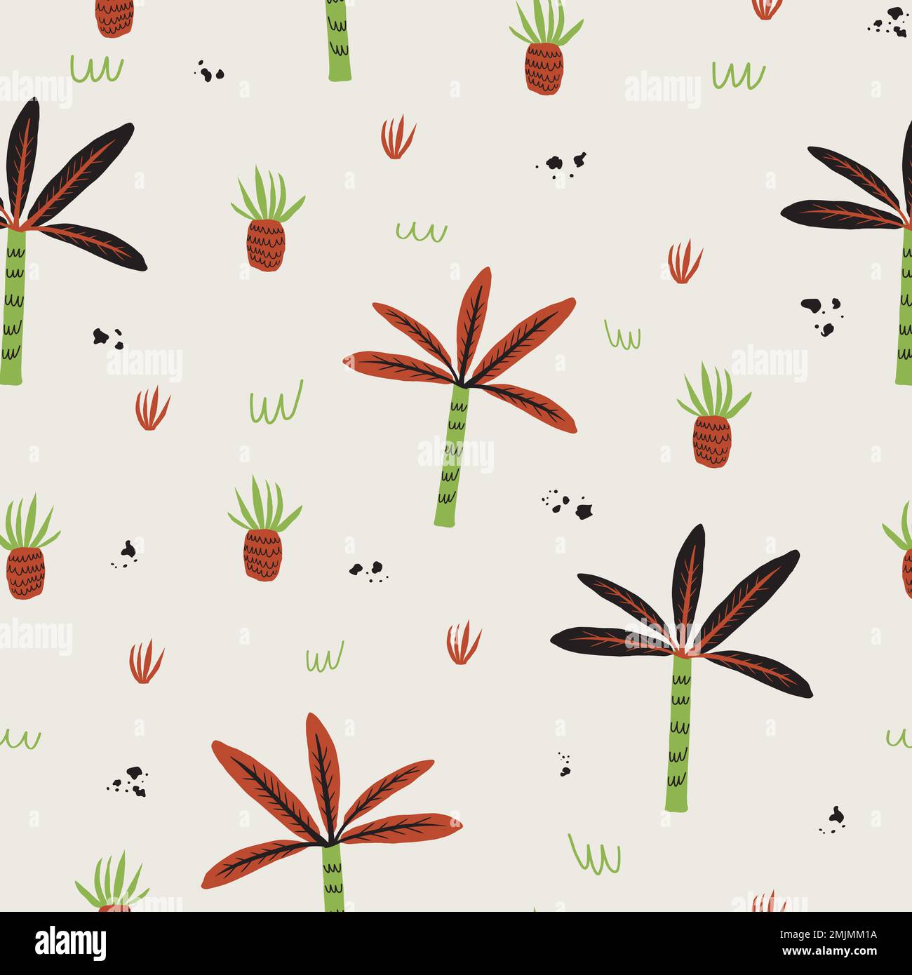 Tropical jungles cartoon doodle seamless pattern Stock Vector