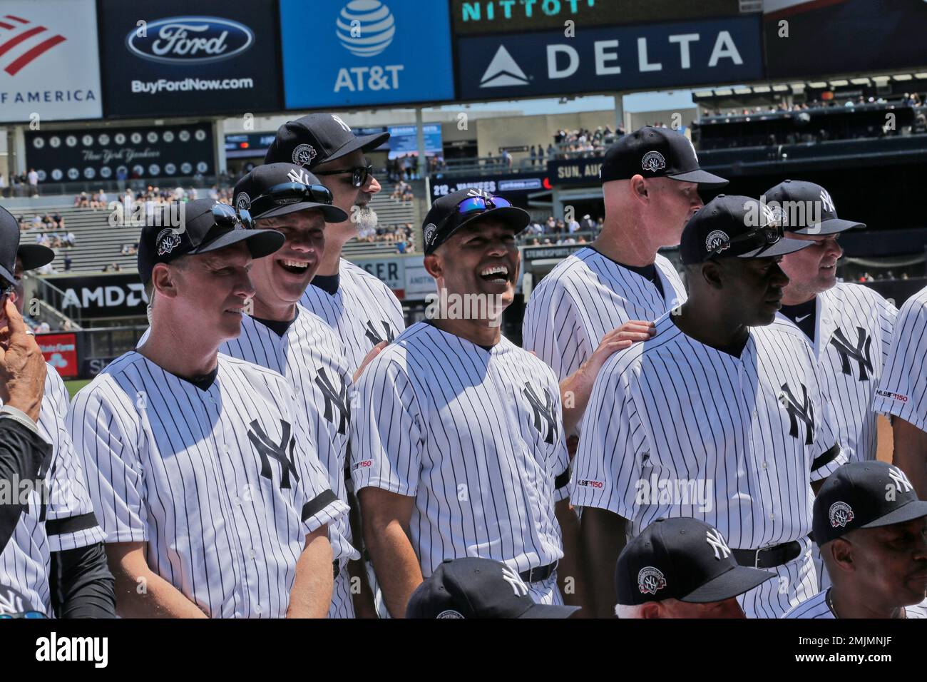 Former New York Yankees players, including Mariano Rivera, center