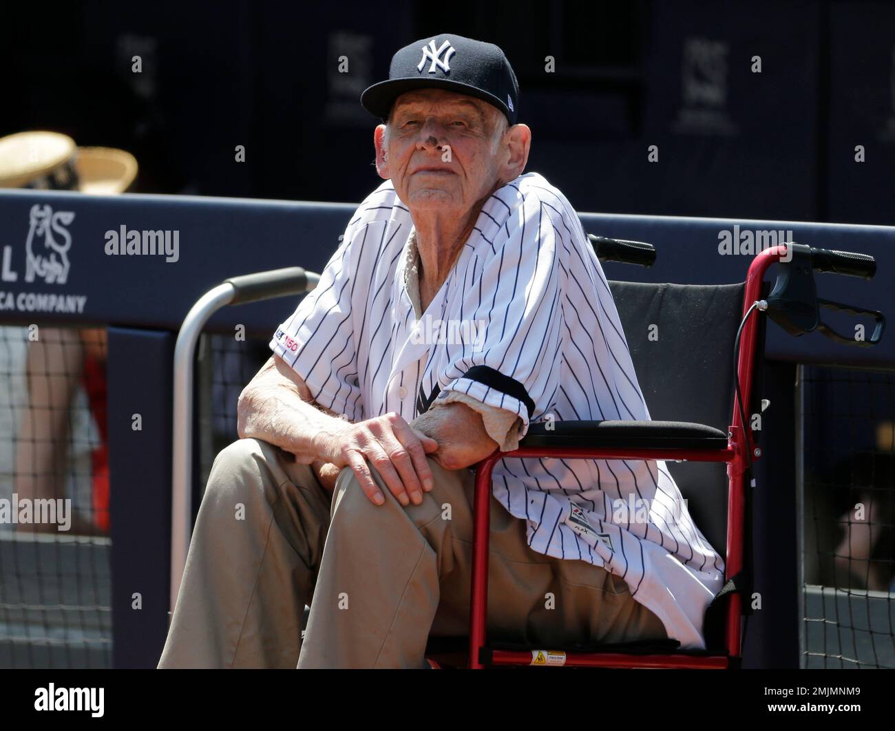 Former New York Yankee Don Larson participates in Old Timer's Day at
