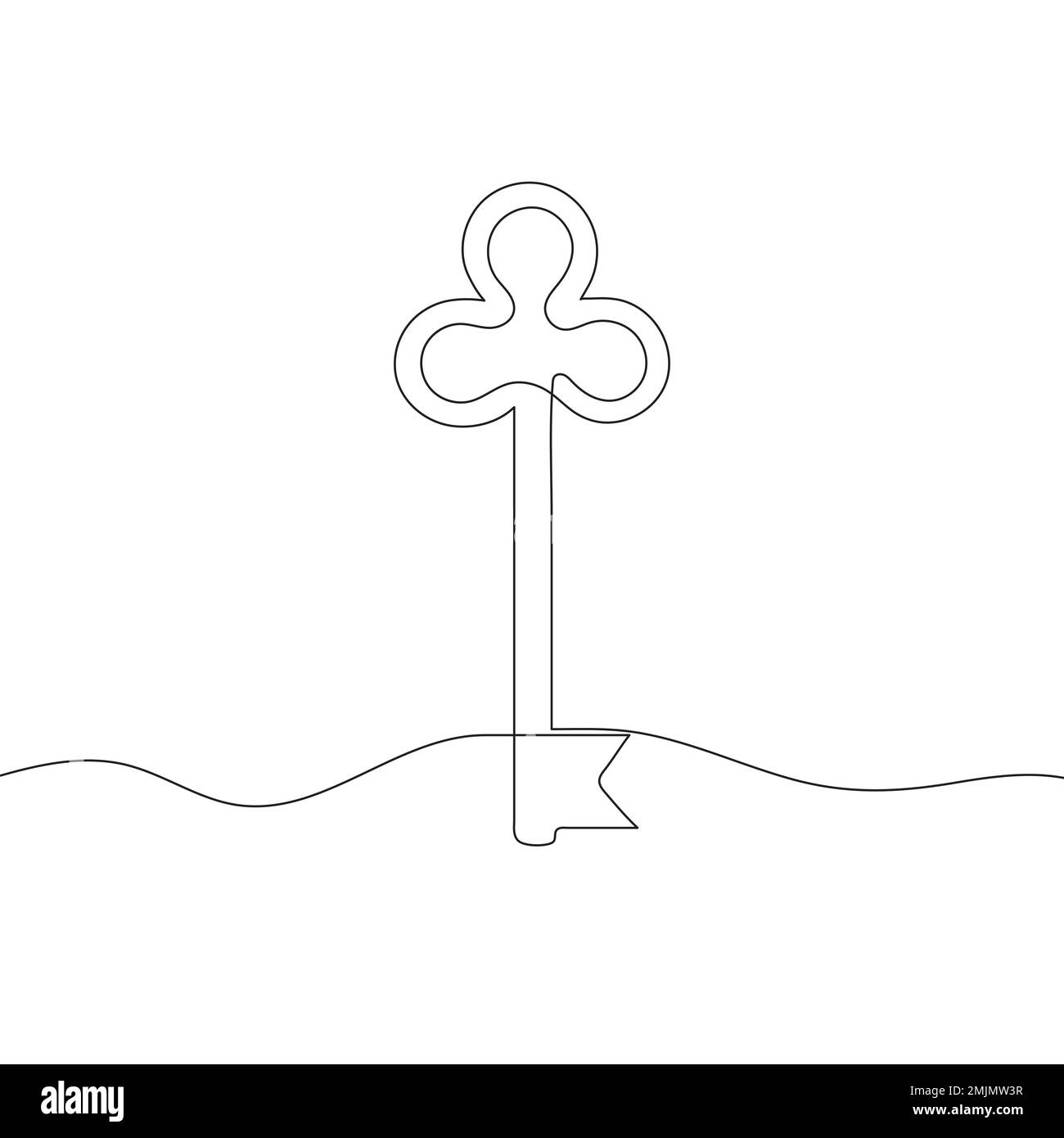Key continuous drawing in one line. Key home continuous line. Vector