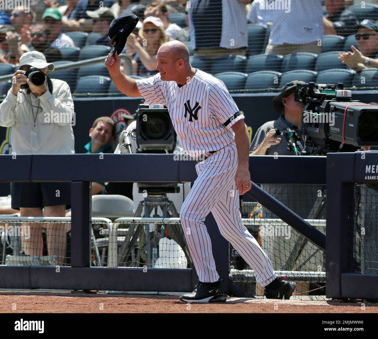 Former New York Yankee Jason Grimsley is introduced during Old Timer's