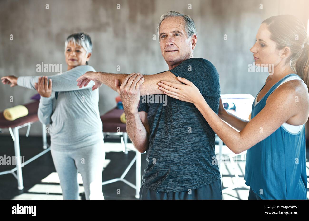Age doesnt have to factor in your fitness. a senior man and woman ...