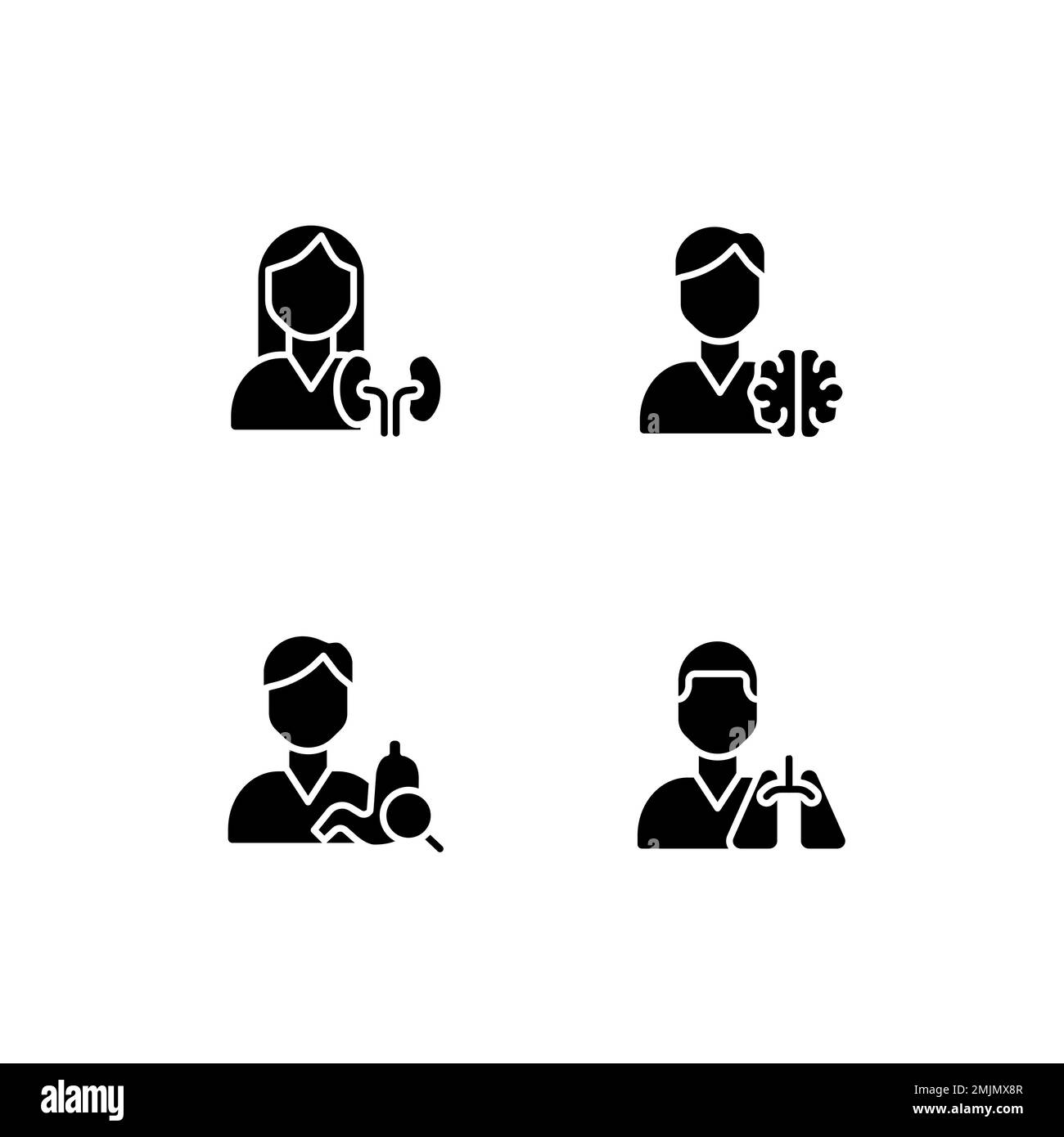 Internal organs treatment black glyph icons set on white space Stock ...
