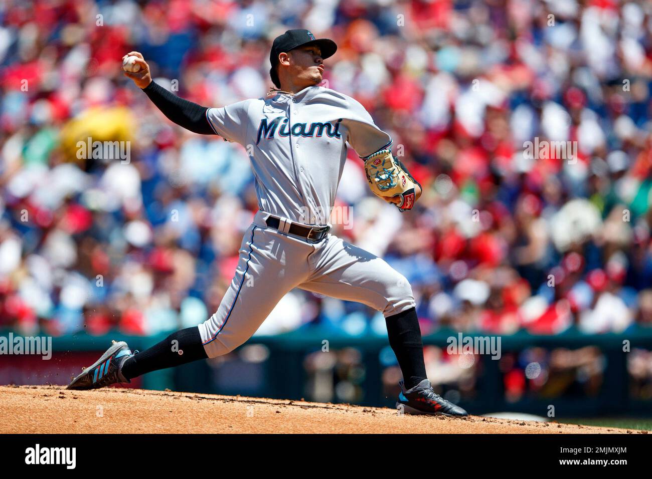 Miami Marlins' Jordan Yamamoto pitches during the first inning of