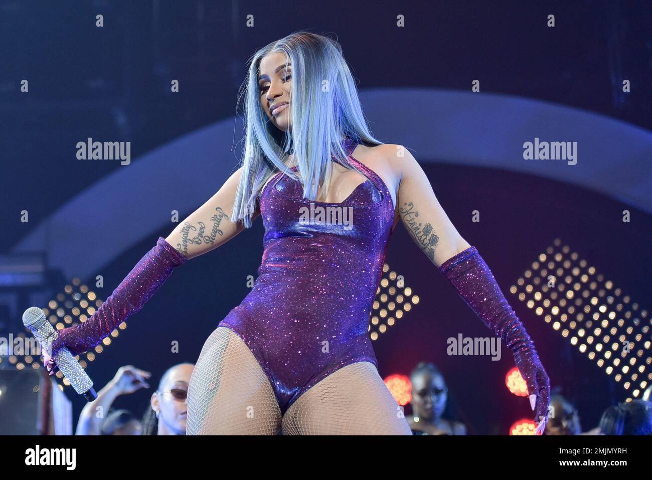 Cardi B performs during the 2019 BET Experience at the Staples