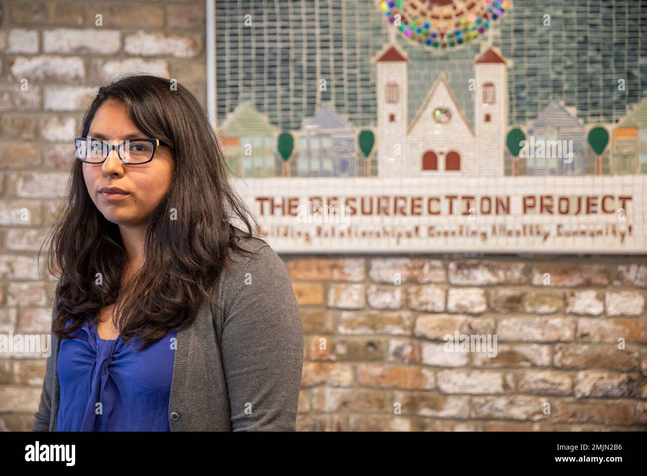 In this Wednesday, June 19, 2019 photo, immigration activist, Laura