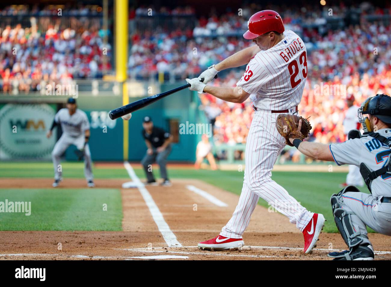 Philadelphia Phillies' Jay Bruce in action during a baseball game against  the Cincinnati Reds, Friday, June 7, 2019, in Philadelphia. AP Photo/Matt  Slocum Stock Photo - Alamy