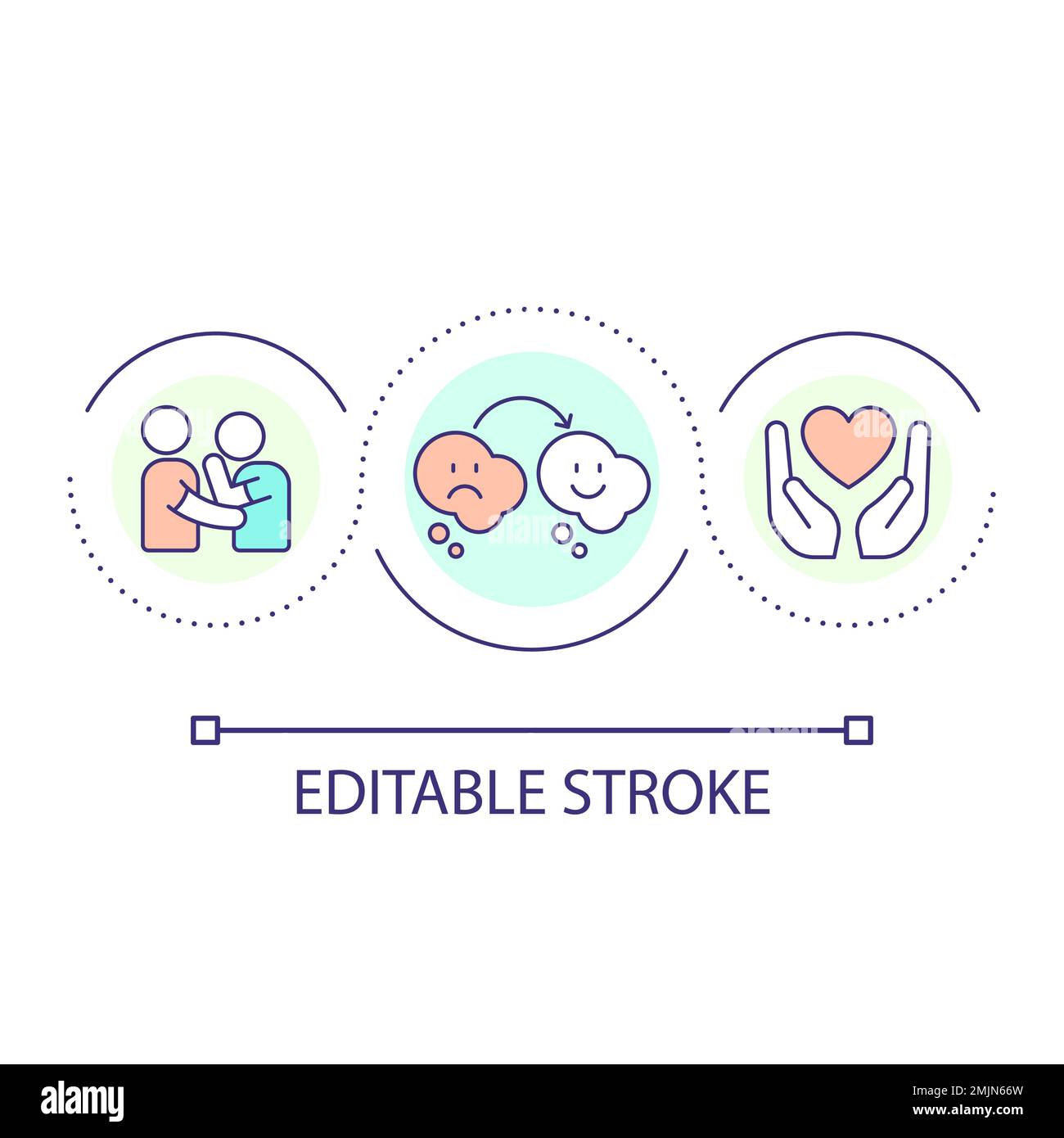 Giving emotional support loop concept icon Stock Vector