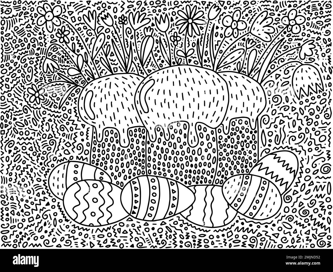 Happy Easter coloring pag Stock Vector