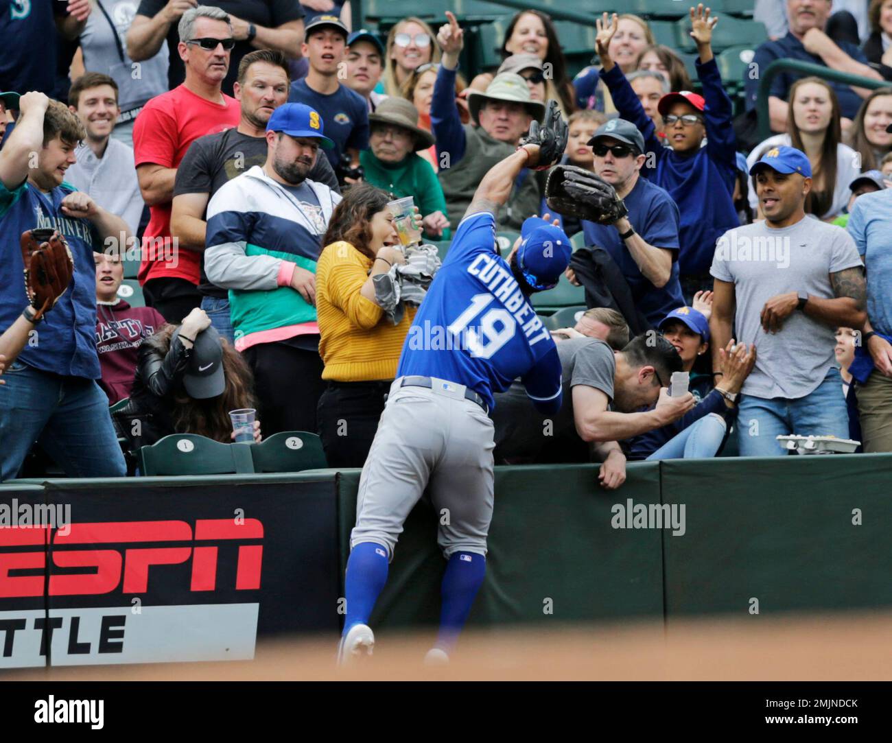 Kansas City Royals third baseman Hunter Dozier (17) reacts after a home run  during a spring training game against the Cleveland Indians, Sunday, March  Stock Photo - Alamy