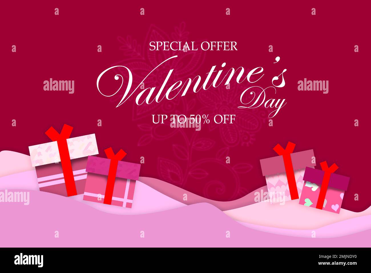 Simple Valentine's Day or Valentine's Day discount offer poster. Space for text. Stock Vector